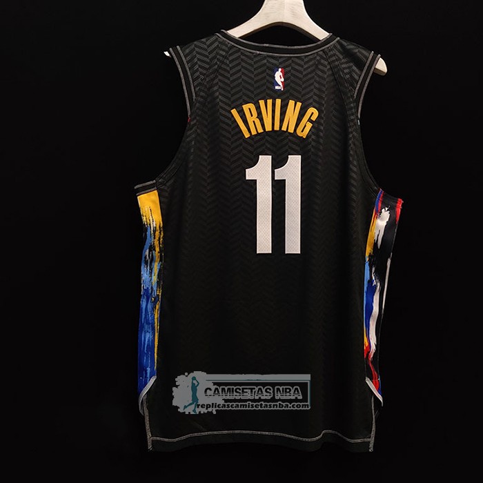 Camiseta Brooklyn Nets Kyrie Irving NO 11 Ciudad 2020-21 Autentico Negro